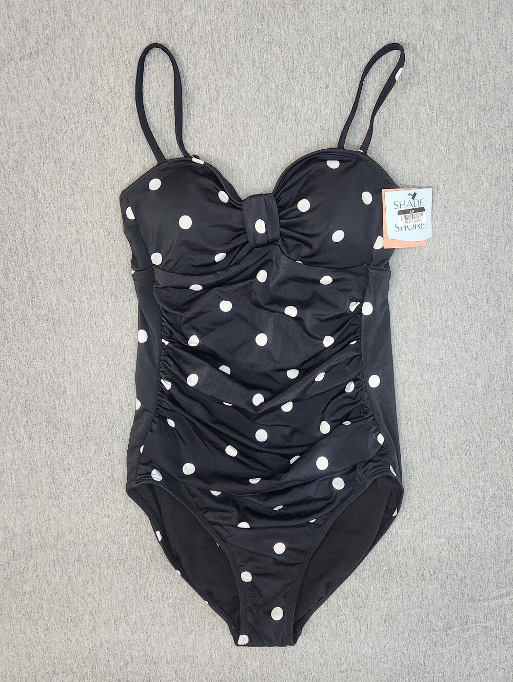 Shade & Shore Women’s Polka Dot Tab‑Front One‑Piece – Black (Size M)